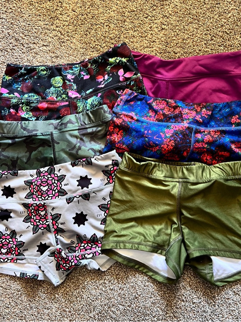 Fleo Women's Assorted Bike Shorts - Magenta, Olive, Camo, Blue, White, Floral